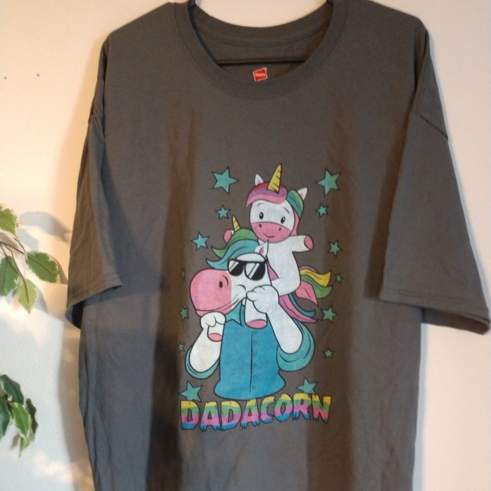 Hanes DadaCorn grey t-shirt NWOT - Picture 2 of 7